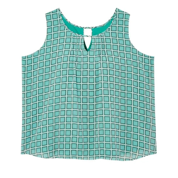 Ryan Wythe Sheila Keyhole Front Pleat Tank Top Sleeveless Blouse 1X NWT New - Picture 1 of 11